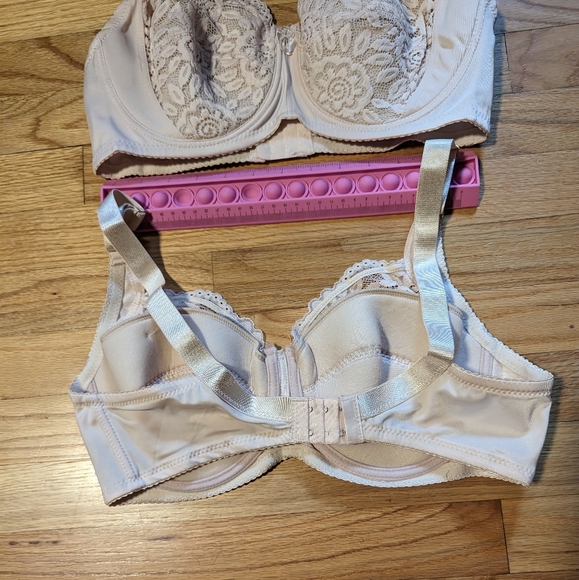 Set of 2 Beige 40E Lace Bras Underwire Full Cup Bra Women's Plus Size - Picture 6 of 11